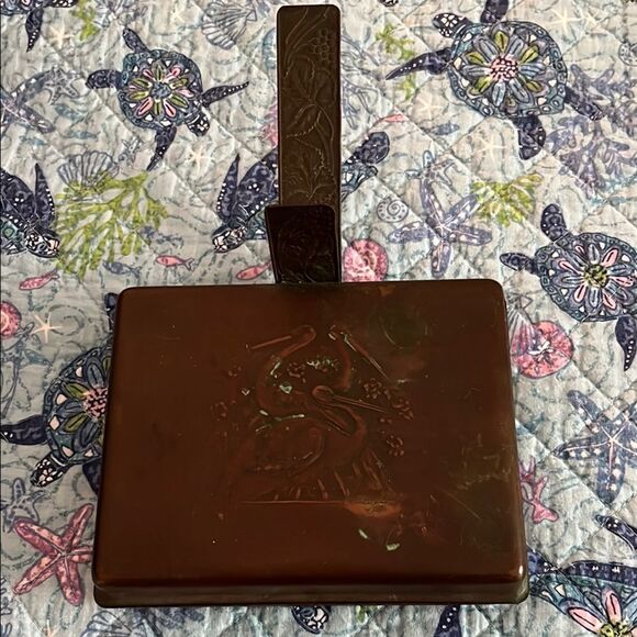 Vintage Copper Bed Warmer Pelican Design Top & Handles Rare Find Set - Picture 1 of 7